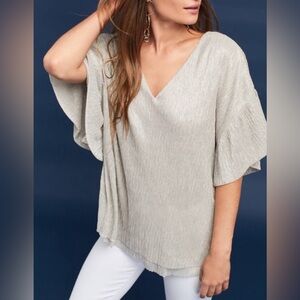 Anthropology Virginia Vanessa Ruffled Metallic Top